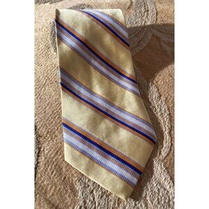 Vintage 90s Tommy Hilfiger Silk Necktie 1990s Yellow Blue Preppy Retro Hipster